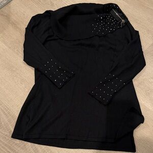 Stylish Black Women's Sweatshirt with Stud Accents
